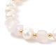 Bracelet en perles de quartz rose naturel et perles avec breloques éclair en émail BJEW-JB08332-03-6
