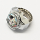 Relojes de cuarzo anillo de estiramiento hierro tono platino RJEW-R119-08J-1