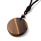 Adjustable Natural Tiger Eye Sailor's Knot Pendant Necklace with Nylon Cord for Women NJEW-L171-02A-4