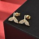 Серьги-гвоздики из латуни с микропаве из прозрачных кубических цирконий в форме рыбьего хвоста EJEW-A135-15G-3