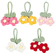 5 pièces 5 couleurs crochet bouffée fleur pendentif décorations avec feuille réglable DIY-FG0004-12-1