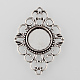 Antique Silver Tibetan Style Alloy Filigree Rhombus Cabochon Connector Settings X-TIBE-M022-08AS-1