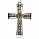 Tibetan Style Alloy Rhinestone Claddagh Cross Big Pendants RB-J128-28AS-2