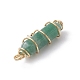 Natural Green Aventurine Copper Wire Wrapped Pendants PALLOY-JF02535-05-4