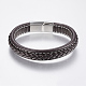 Braided Leather Cord Bracelets BJEW-H561-07F-1