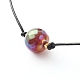 Collier pendentif en agate naturelle à facettes rondes plaqué lustre de perles NJEW-JN03657-02-5