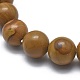 Bracelets stretch de perles de pierre de dentelle de bois naturel X-BJEW-K212-B-041-3