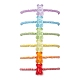 6 Stück Acrylperlen-Armbänder im Regenbogen-Stil in Bärenform für Kinder BJEW-JB10066-1