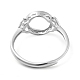 Flacher runder verstellbarer 925 Sterling Silber Ring Komponenten&nbsp;STER-G042-10P-3