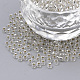 6/0グレードの丸いガラスシードビーズ  銀並ぶ  透明  4x3mm  穴：1mm  約4800個/ポンド SEED-A022-F6-34-1