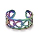 Placcatura ionica color arcobaleno (ip) 304 anello polsino aperto avvolgente a cuore in acciaio inossidabile per donna RJEW-A005-09-2