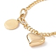 Heart & Flat Round Stainless Steel Charm Bracelet for Women STAS-P304-30G-2