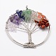 Tree of Life Mixed Stone Bead Brass Wire Wrapped Big Pendants KK-L136-01C-NR-1