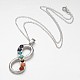 Platinum Tone Vintage Chakra Jewelry Brass Gemstone Infinity Pendant Necklaces NJEW-JN01155-03-1