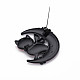 月と猫のエナメルピン  バックパック服用ステッカー付き合金ブローチ  電気泳動黒  ニッケルフリー＆鉛フリー  ミックスカラー  45.5x47.5x9.5mm  ピン：0.8mm JEWB-N007-022-FF-5