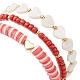 3Pcs 3 Style Polymer Clay Heishi & Natural Shell Heart & Seed Beaded Stretch Bracelets Set for Valentine's Day BJEW-TA00290-2