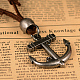 Anchor Adjustable Leather Alloy Pendant Necklaces NJEW-K031-34-2