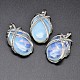 Oval Platinum Plated Brass Natural & Synthetic Mixed Stone Pendants G-F228-34-RS-2