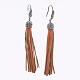 Leather Tassel Dangle Stud Earrings EJEW-I206-O-04-1