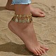 Браслеты на ногу в стиле бохо с кисточками из сплава в виде монет и цветов FS-WGE8569-01-2