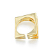 Cubic Zirconia Square Triple Layer Open Cuff Ring RJEW-N037-035-3