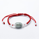 Natural Myanmar Jade/Burmese Jade Braided Bead Bracelets BJEW-F307-02-2