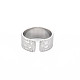 304 anillo de puño abierto plano martillado de acero inoxidable para mujer RJEW-S405-208P-2