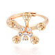 Цветочная латунь микропаве прозрачный кубический цирконий регулируемые настройки кольца KK-T076-73G-2