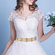 Латунный свадебный пояс с цветами и стеклянными стразами для свадебного платья AJEW-WH0455-005A-6