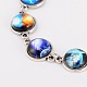 Le style tibétain ciel étoilé alliage de liaison de verre imprimé bracelets BJEW-JB01675-2