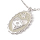 Ovale avec collier pendentif en émail mauvais œil avec strass en cristal NJEW-E015-03-3