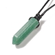 Natural & Synthetic Mixed Gemstone Bullet Pendant Necklace with Waxed Cords for Women NJEW-M196-02-5