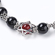 Natural Carnelian and Natural Black Agate Beads Stretch Bracelets BJEW-G600-05K-2