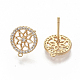 Brass Micro Pave Clear Cubic Zirconia Stud Earring Findings X-KK-T051-49G-NF-2