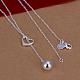 Simple Silver Color Plated Brass Necklaces For Women NJEW-BB12809-3