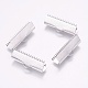 304 Stainless Steel Ribbon Crimp Ends, Stainless Steel Color, 10x25mm, Hole: 1.5x3mm
