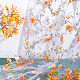 Gorgecraft1mポリエステルオーガンジー生地  3D刺繡ローズ付き  衣料品用  ダークオレンジ  140cm  0.95~1 M /袋 ORIB-GF0001-02E-4