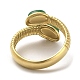 Anello a polsino aperto con serpente di giada naturale tinta verde RJEW-C036-01B-G-3
