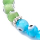 Bracelets de perles extensibles arc-en-ciel rond mauvais œil pour enfants BJEW-JB05940-2
