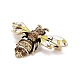 ラインストーン付きハチエナメルピン  バックパック服の昆虫合金バッジ  アンティーク黄金  カラフル  31.5x45x10.5mm JEWB-A004-21AG-2