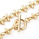 Brass Bar Link Chain Necklaces NJEW-JN03355-2