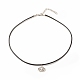 Alloy Lotus Pendant Necklace with Imitation Leather Cord NJEW-JN03863-02-4