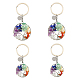 SUPERFINDINGS 4Pcs 2 Styles Crystal Tree of Life Keychain Gemstone Key Chain Charm 7 Chakra Keyring with 304 Stainless Steel Lobster Claw Clasps and Iron Key Rings for Women Men KEYC-FH0001-13-1