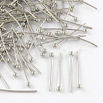 Alfileres de cabeza de bola de latón, sin plomo y cadmio, Platino, 20x0.7mm, 21 diámetro, cabeza: 2 mm, aproximamente 10000 unidades / bolsa