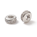 Perles de zircone cubique micro pave en Laiton, rondelle, platine, 8x4mm, Trou: 3mm