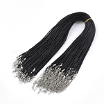 Waxed Cord Necklace Making, with Zinc Alloy Lobster Clasps, Platinum, Black, 17.8 inch~18 inch(45.5~46cm), 2mm