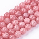 Естественно нефритовый шарик нити, окрашенные, граненые, круглые, розовый жемчуг, 10 мм, отверстие : 1 мм, 38 шт / нитка, 14.5 дюйм