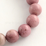 Chapelets de perles en rhodonite naturelle, ronde, 6.5mm, Trou: 1mm, Environ 63 pcs/chapelet, 15.5 pouce