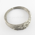 Stainless Steel Wire Necklace Cord DIY Jewelry Making, with Brass Screw Clasp, Dark Gray, 17.5 inchx1mm, Diameter: 14.5cm