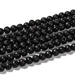 Runde Perlenstränge aus natürlichem Lavastein, 6 mm, Bohrung: 1 mm, ca. 66 Stk. / Strang, 15.7 Zoll
